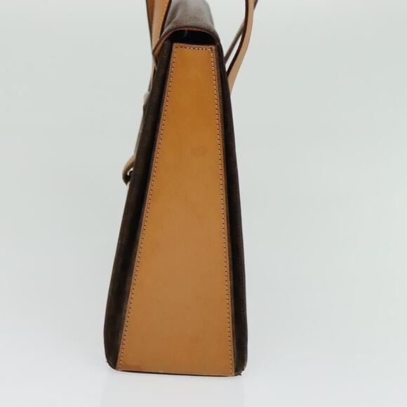 CELINE Macadam Canvas Hand Bag Pvc Leather Brown Gold - Picture 5 of 12